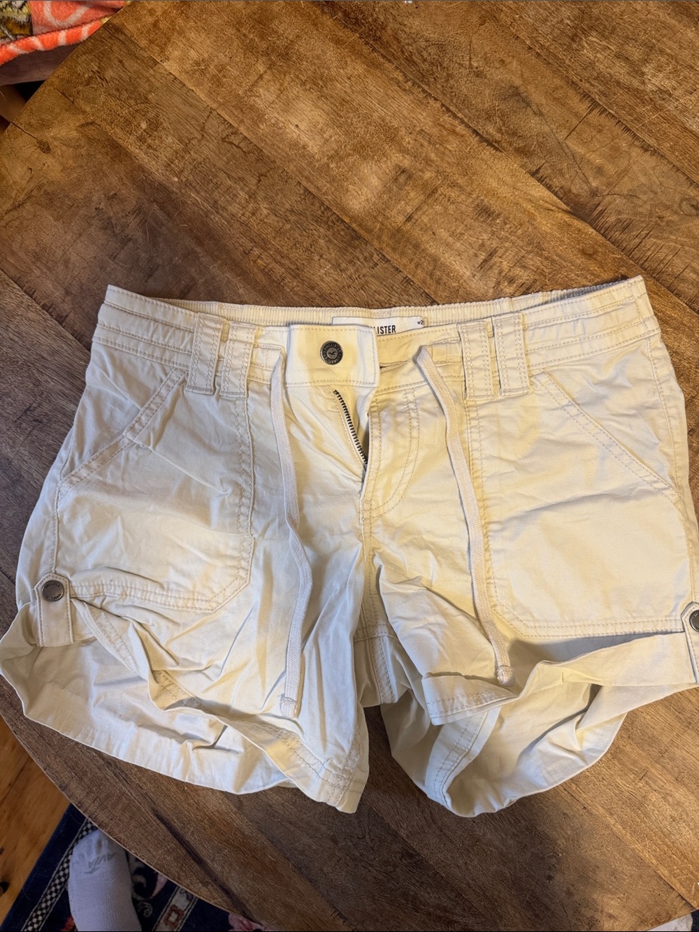 Hollister Cream Women's Cargo Shorts with Button Tabs